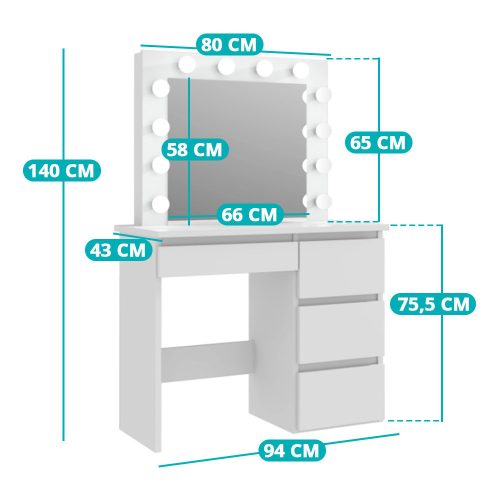 Timeless Beauty Barcelona fésülködő asztal, fehér (HOP1001547)