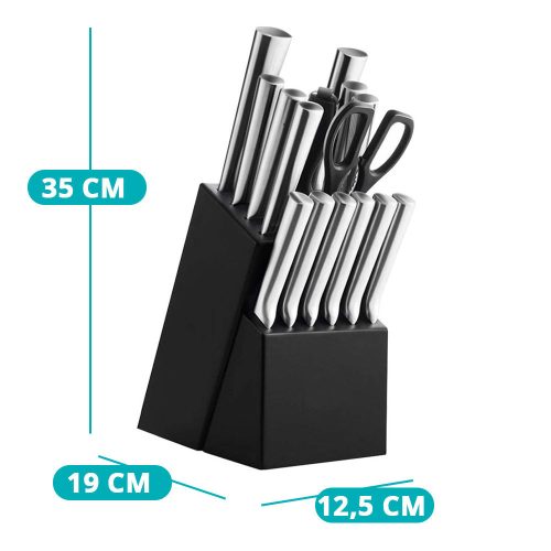 Timeless Gourmet 16 részes rozsdamentes késkészlet fa tartóban, élezővel, ollóval (HOP1001549)