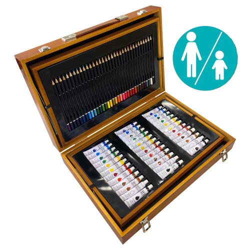 Timeless Hobby 174 részes festő-és rajzkészlet praktikus, fa díszdobozban (HOP1001573)