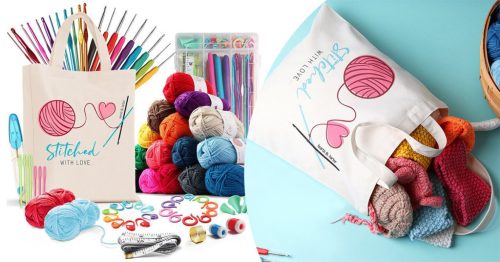 Timeless Hobby Horgoló készlet színes fonalakkal, kiegészítőkkel ajándék válltáskában (HOP1001636)