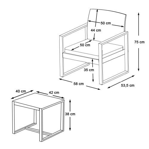 Timeless Garden 2 személyes, kültéri bútorszett dohányzóasztallal (HOP1001663)