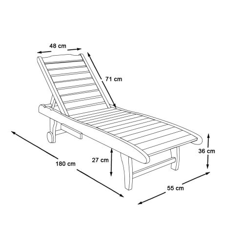 Timeless Garden Állítható fa pihenőágy kihúzható tartóval (HOP1001702)