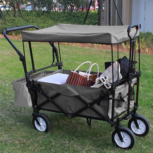 Timeless Garden Összecsukható kocsi tetővel, húzható-tolható, szürke (HOP1001724-1)