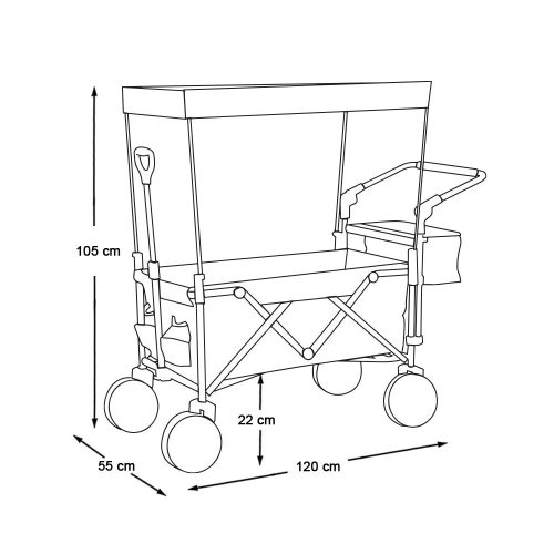 Timeless Garden Összecsukható kocsi tetővel, húzható-tolható, piros (HOP1001724-3)