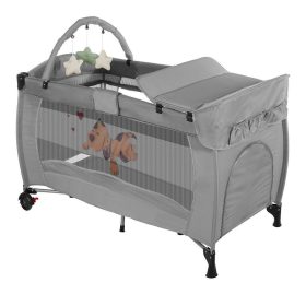   Timeless Home Utazóágy pelenkázó lappal és játékhíddal, szürke (HOP1001795)