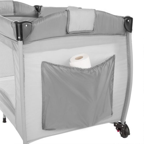 Timeless Home Utazóágy pelenkázó lappal és játékhíddal, szürke (HOP1001795)