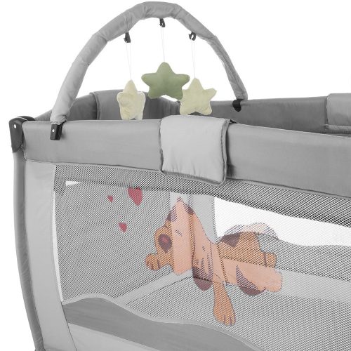 Timeless Home Utazóágy pelenkázó lappal és játékhíddal, szürke (HOP1001795)