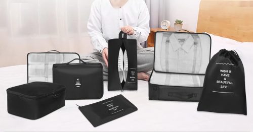 Timeless Home Bőröndrendszerező szett 8 darabos, fekete (HOP1001797-1)