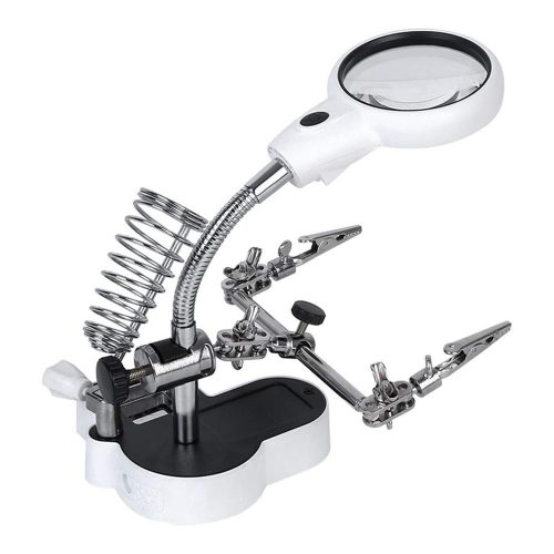 Timeless Tools Paneltartó (harmadik kéz) LED-es nagyítóval, 2 db csipesszel, pákatartóval (HOP1001814)