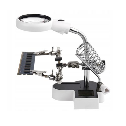 Timeless Tools Paneltartó (harmadik kéz) LED-es nagyítóval, 2 db csipesszel, pákatartóval (HOP1001814)