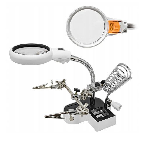 Timeless Tools Paneltartó (harmadik kéz) LED-es nagyítóval, 2 db csipesszel, pákatartóval (HOP1001814)