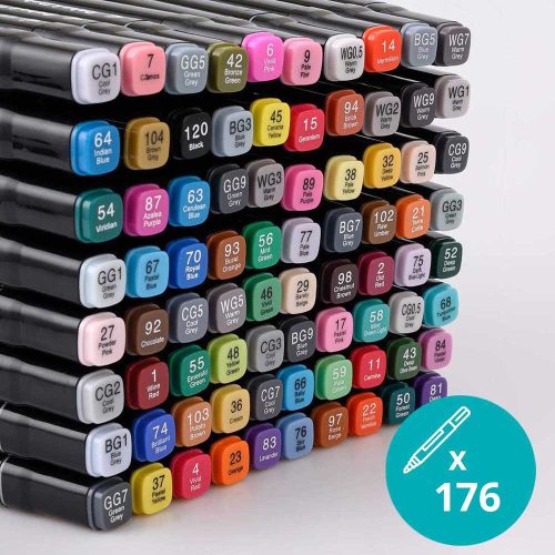 Timeless Hobby Kétvégű alkoholos marker készlet fadobozban, 176 db (HOP1001856)