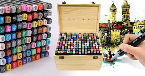 Timeless Hobby Kétvégű alkoholos marker készlet fadobozban, 176 db (HOP1001856)