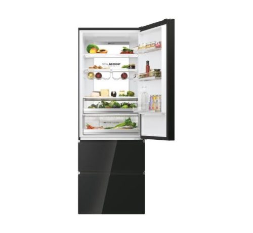 Haier HTW7720DNGB hűtőszekrény, 3 ajtós, 483 liter, fekete