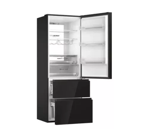 Haier HTW7720DNGB hűtőszekrény, 3 ajtós, 483 liter, fekete