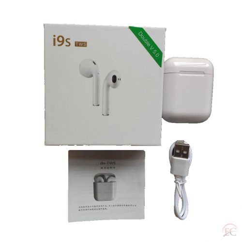 I9S Stereo vezeték nélküli bluetooth fülhallgató töltőtokkal, iPhone, Android (fehér)