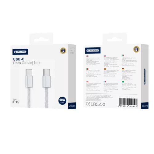 JELLICO kábel IP15 USB-C - USB-C PD 60W 1m, Fehér