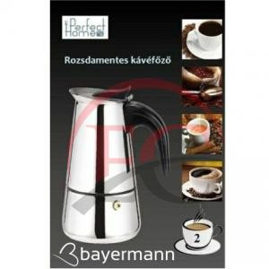 Kávéfőző 2 személyes inox  kotyogós, rozsdamentes