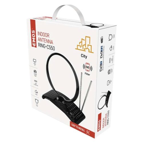 Emos J0701 Szobaantenna CITY RING-C550, DVB-T2, DAB, FM, LTE/4G/5G szűrő