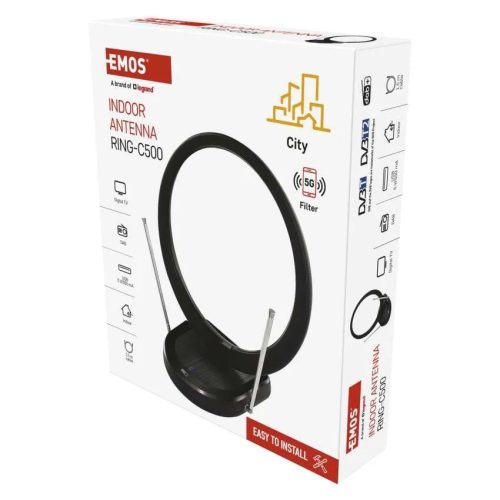 Emos J0704 Szobaantenna CITY RING–C500, DVB-T2, DAB, LTE/4G/5G szűrő