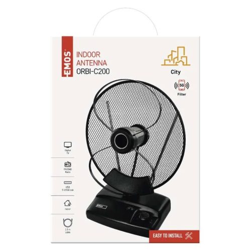 Emos J0705 Szobaantenna CITY ORBI-C200, DVB-T2, DAB, FM, LTE/4G/5G szűrő