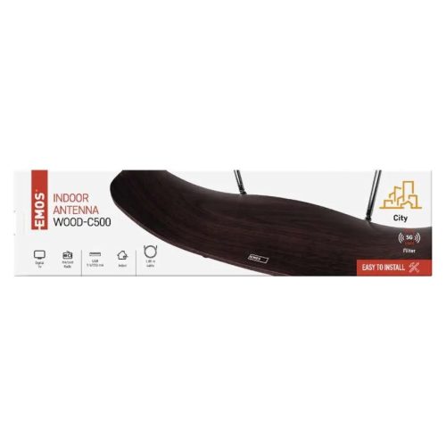 Emos J0708 Szobaantenna CITY WOOD-C500, DVB-T2, DAB, FM, LTE/4G/5G szűrő