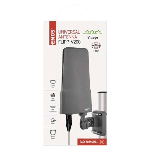 Emos J0804 Univerzális antenna VILLAGE FLIPP–V200, DVB-T2, DAB, LTE/4G/5G szűrő