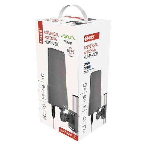 Emos J0804 Univerzális antenna VILLAGE FLIPP–V200, DVB-T2, DAB, LTE/4G/5G szűrő