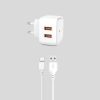 XO L61 hálózati töltő 2xUSB 2,4A, fehér