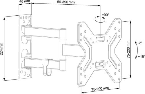 ECG LD 174201 Kihúzható, elforgatható és dönthető TV tartó