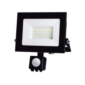   Well LED reflektor mozgásérzékelővel 20W 1620lm 4000K hideg fekete, LEDFN-GLEAMER20BKPIR-16-WL