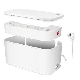   Logilink Kábeldoboz 5 utas aljzatcsíkkal, 3x USB, 285 x 145 x 13 mm, fehér (LPS281U)