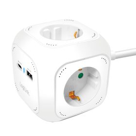   Logilink 4-utas töltőkocka, 4x aljzat, 1x USB-C PD 20W, 1x USB-A QC 18W, fehér (LPS283U)