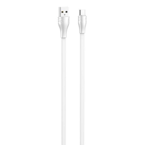 LDNIO LS551 USB-A - USB-C kábel 2.1A 1m, lapos kábel, fehér