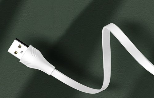 LDNIO LS551 USB-A - USB-C kábel 2.1A 1m, lapos kábel, fehér