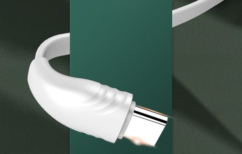 LDNIO LS551 USB-A - USB-C kábel 2.1A 1m, lapos kábel, fehér