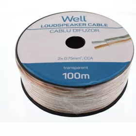   Well LSP-CCA0.75TT-100-WL Hangszóró kábel átlátszó 2x0,75mm²