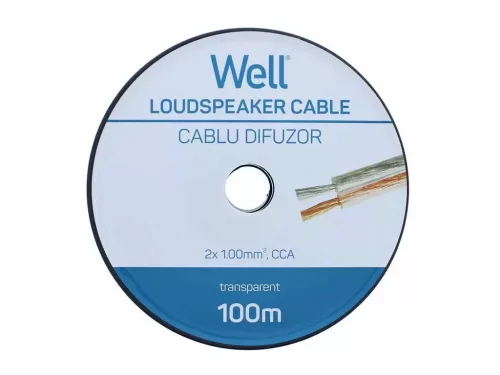Well LSP-CCA1.00TT-100-WL Hangszóró kábel átlátszó 2x1mm²