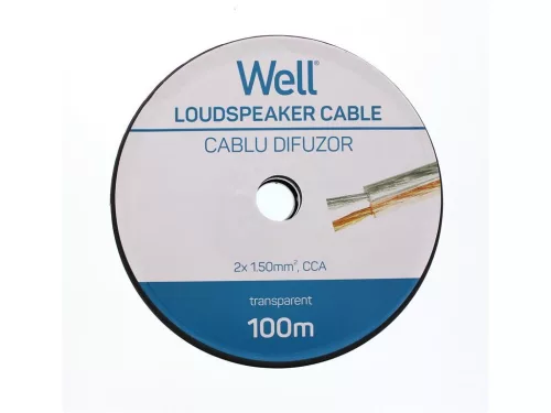 Well LSP-CCA1.50TT-100-WL Hangszóró kábel átlátszó 2x1,5mm²