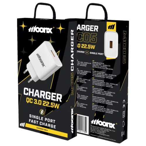 Moonx fali töltő MC05 22, 5W 1xUSB QC3.0 Fehér