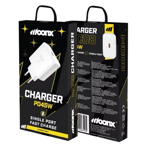 MOONX fali töltő MC08 PD 45W 1xUSB-C, Fehér