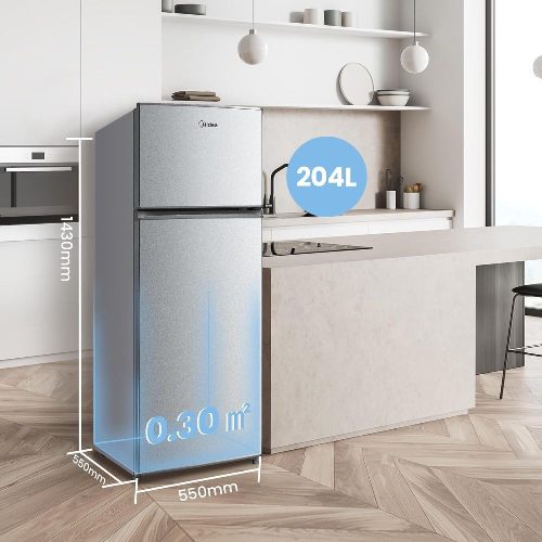 Midea MERT210FGE50 felülfagyasztós hűtőszekrény, 163/41 liter, 40dB, ezüst