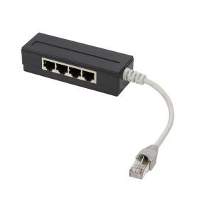   LogiLink Passzív RJ45 elosztó, 4 portos, árnyékolt, 15 cm-es kábellel, fekete (MP0032)