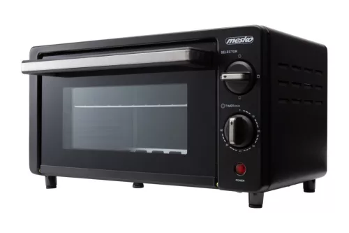 Mesko MS 6013 elektromos sütő, 9 L kapacitás, 1000 W teljesítmény, 3 fűtési mód, időzítő, tálca és grillező állvány, fekete szín