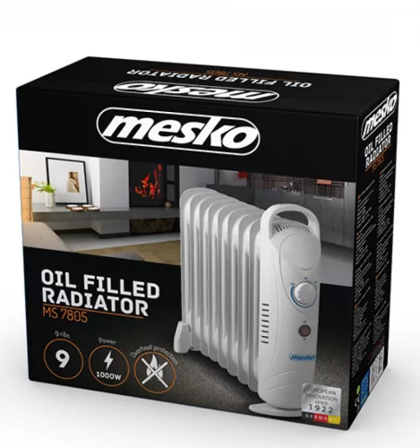 MESKO MS7805 9 Tagú Olajradiátor, 1000W, szürke