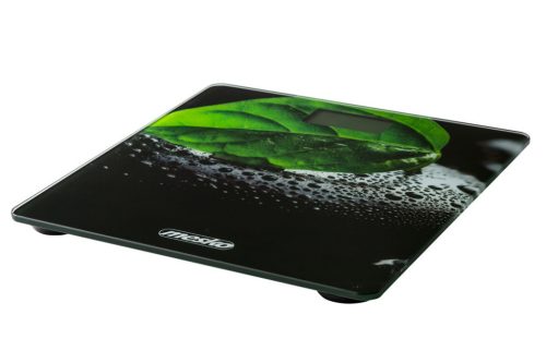 MESKO MS8149 Személymérleg, 100g Mérési Pontossággal, Fekete, Zöld Levéllel
