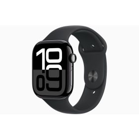   Apple Watch Series 10 GPS 46mm kozmoszfekete alumíniumtok, fekete sportszíj M/L méret (MWWQ3QH/A)