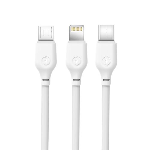 XO NB103 kábel 3in1 (lightning/micro/USB-C) fehér 2,1A 1m