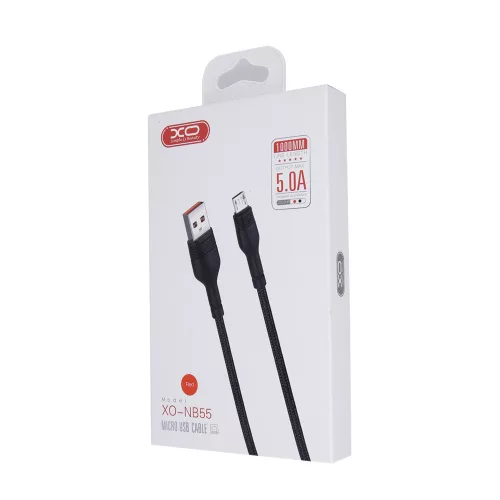 XO NB 55 fekete USB- micro USB kábel 1m, 5A