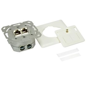   LogiLink kimenet, Cat.6 fali aljzat, fel 2xRJ45 STP, függőleges típus, tiszta fehér (NP0023V)